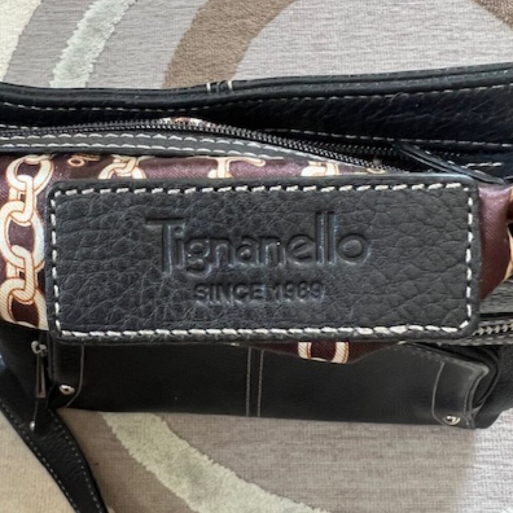 VINTAGE Tignanello Lined Leather Crossbody Black Bag - Picture 3 of 15